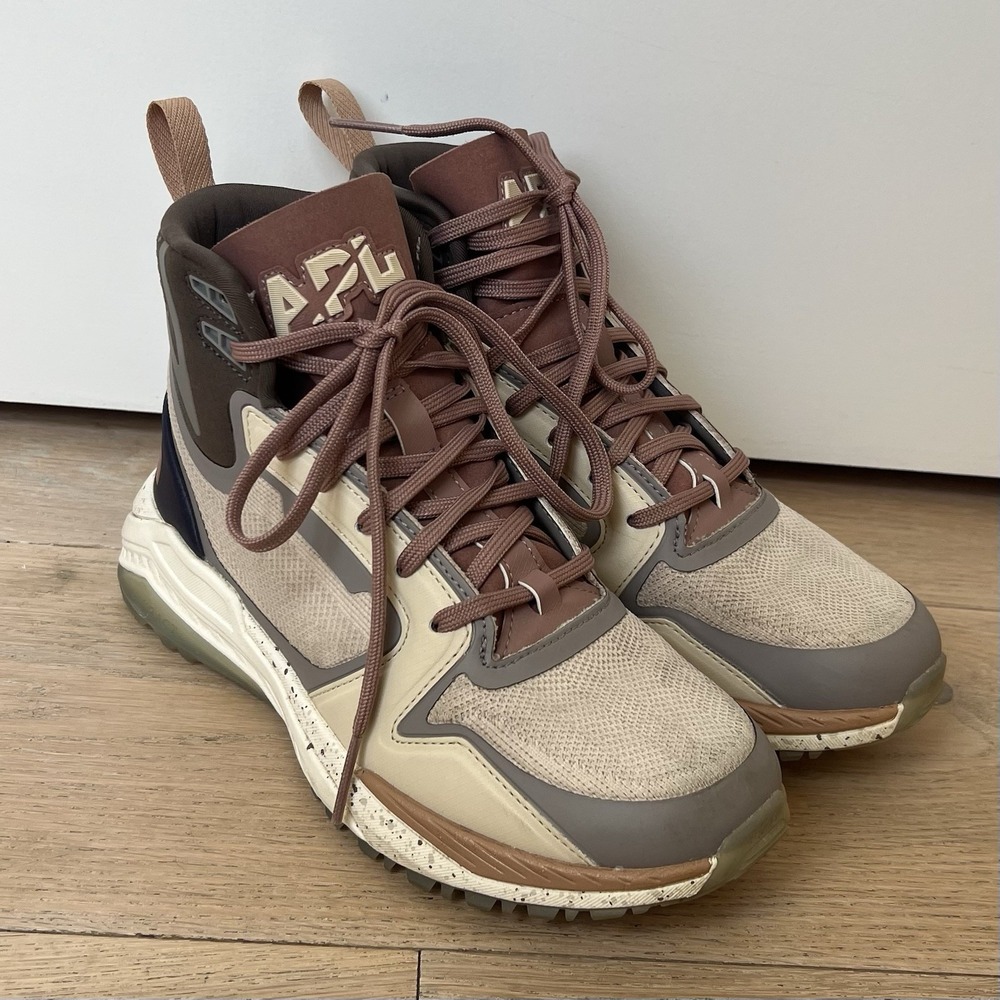 APL Techloom Defender Sneakers Hi Top Women's Size 6 Tan Brown Plum